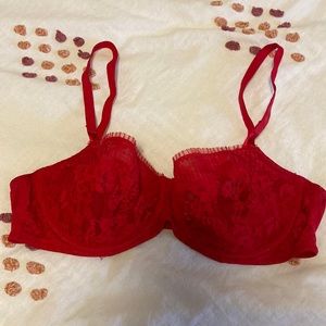 Red lace bra